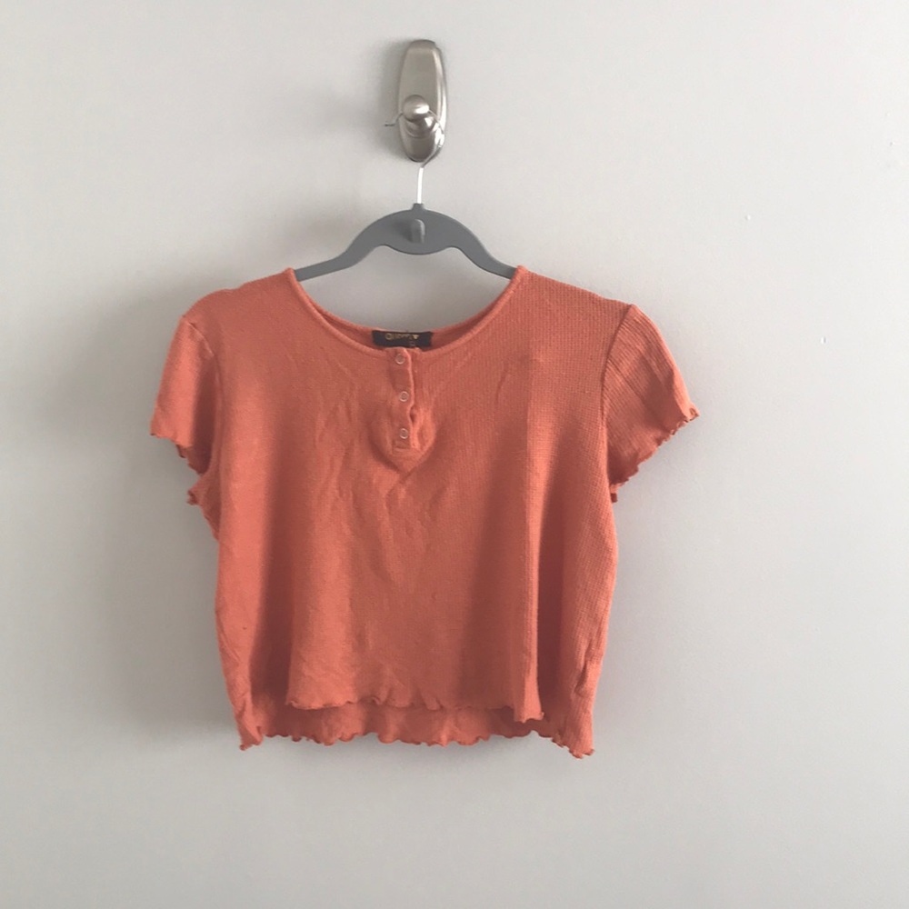 Orange lettuce cut crop top